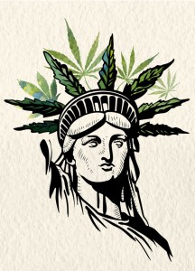 Statue of Liberty marijuana leafs vector